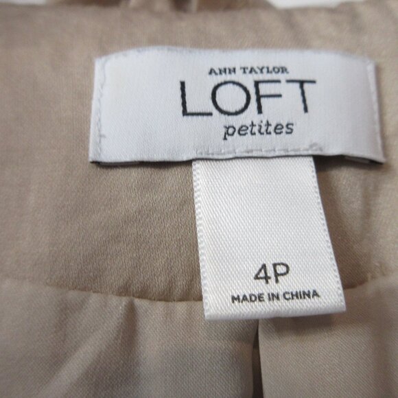 Ann Taylor LOFT Petites "Raw Silk" Oyster colored sleeveless shift, size 4P - Picture 2 of 14